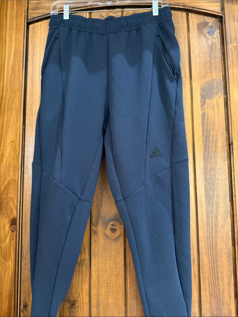 adidas Men's Slim Fit Joggers in Charcoal Gray with White Logo
